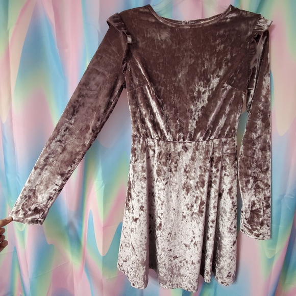 Mossimo Supply Co. Dresses & Skirts - Taupe Crushed Velvet Skater Dress